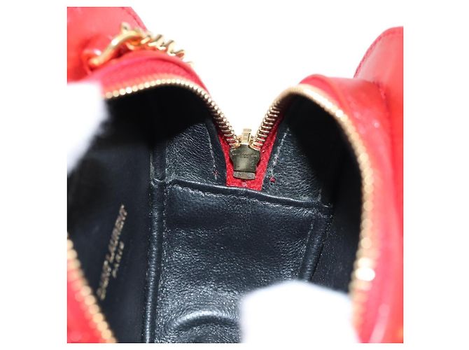 Saint Laurent Love Heart Chain Leather Mini Rosso - vista 5
