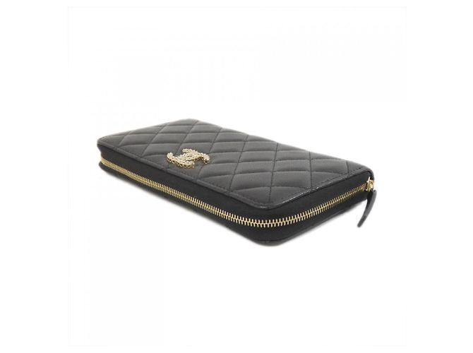 Cartera larga de piel de becerro granulada negra Chanel Negro - vista 3