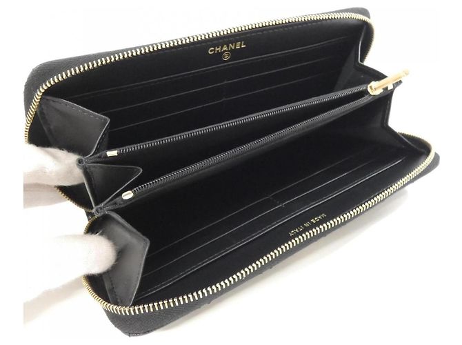 Cartera larga de piel de becerro granulada negra Chanel Negro - vista 5