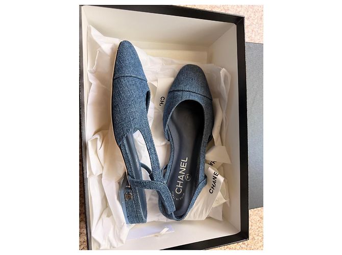 Chanel Bailarinas Slingback en Denim Azul - vista 2
