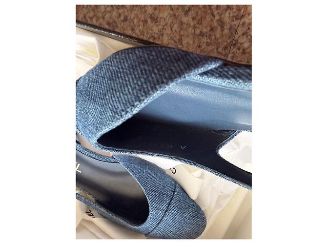 Chanel Bailarinas Slingback en Denim Azul - vista 3