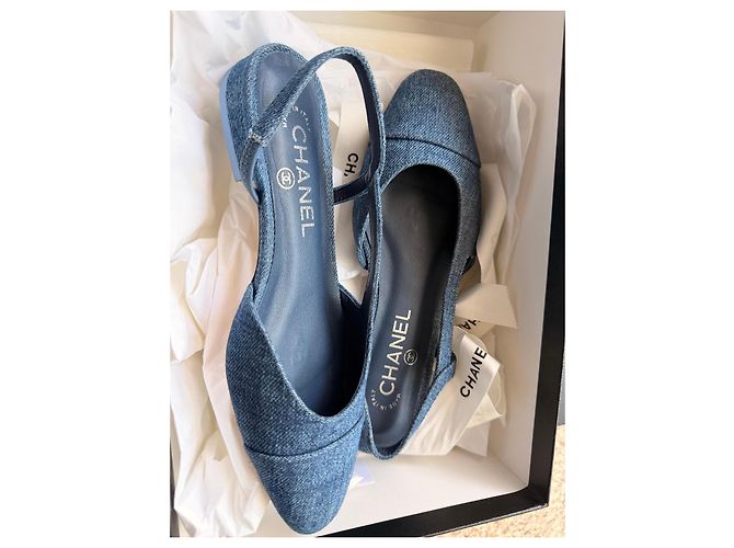 Chanel Bailarinas Slingback en Denim Azul - vista 4