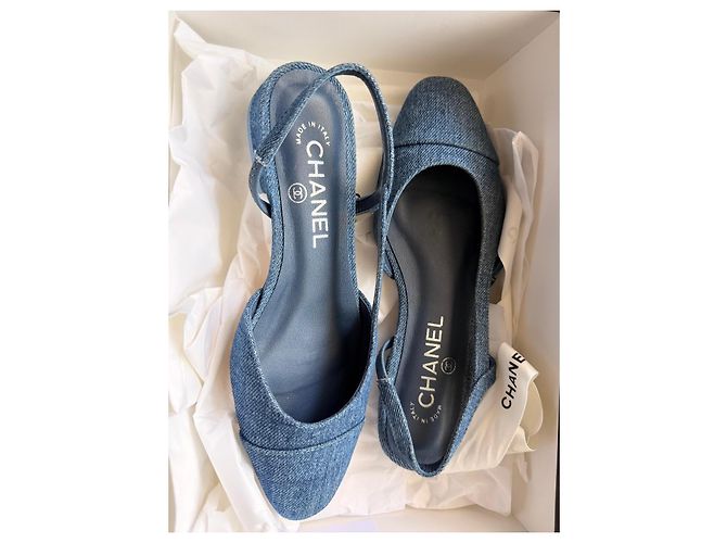 Chanel Bailarinas Slingback en Denim Azul - vista 5