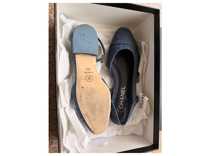 Chanel Bailarinas Slingback en Denim Azul - vista 6