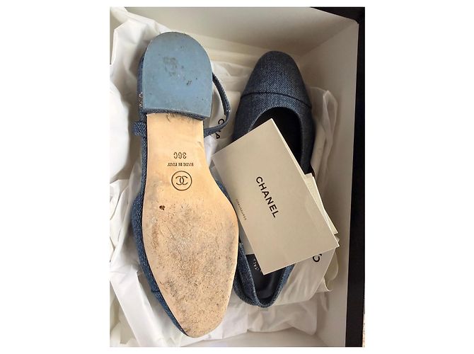 Chanel Bailarinas Slingback en Denim Azul - vista 7