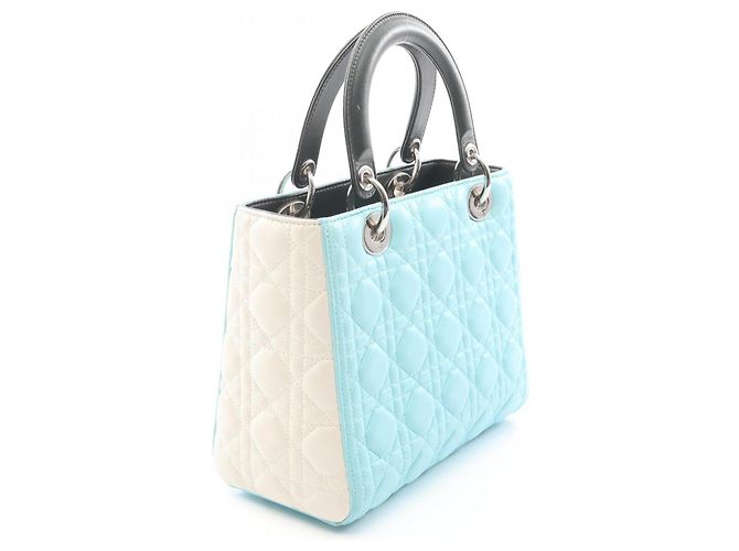 Borsa Christian Dior Lady Dior Cannage Blu Verde Crudo - vista 2