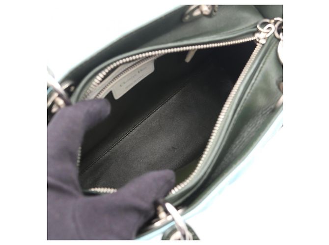 Borsa Christian Dior Lady Dior Cannage Blu Verde Crudo - vista 3