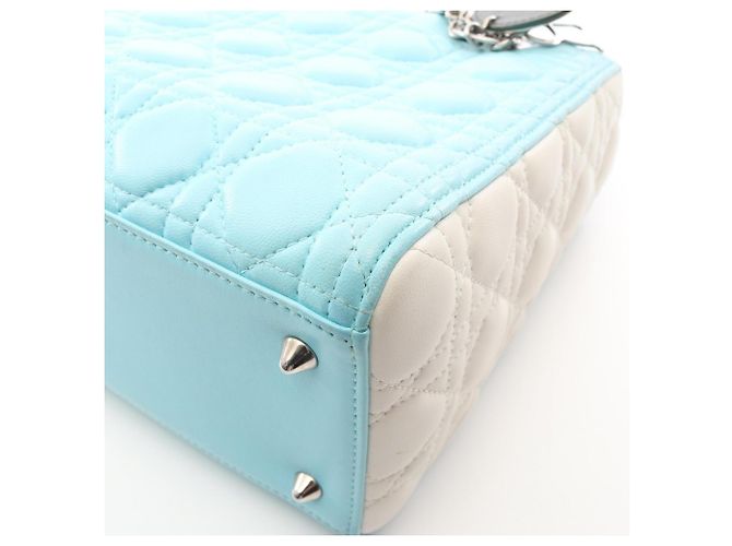 Borsa Christian Dior Lady Dior Cannage Blu Verde Crudo - vista 5
