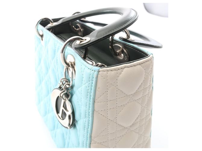 Borsa Christian Dior Lady Dior Cannage Blu Verde Crudo - vista 6