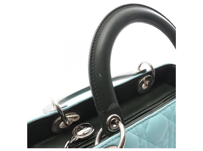 Borsa Christian Dior Lady Dior Cannage Blu Verde Crudo - vista 7