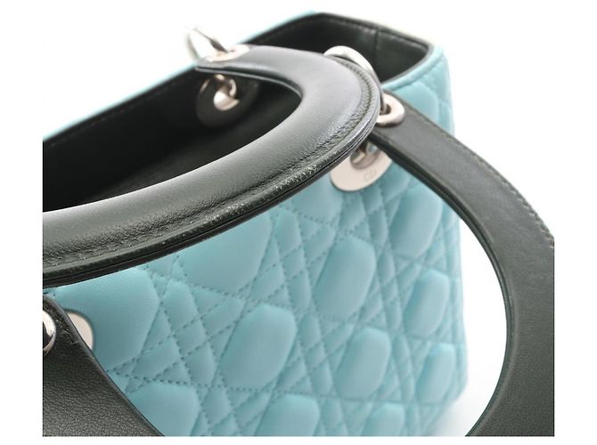 Borsa Christian Dior Lady Dior Cannage Blu Verde Crudo - vista 8