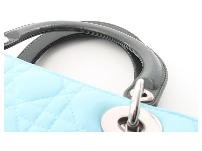 Borsa Christian Dior Lady Dior Cannage Blu Verde Crudo - vista 9