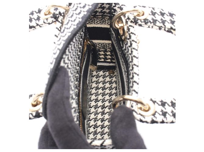 Christian Dior Dior LADY D-LITE Mini Borsa Houndstooth Nero Bianco - vista 3