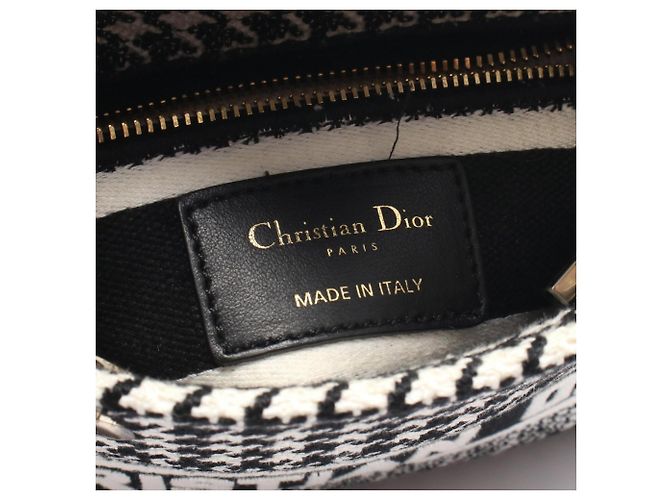 Christian Dior Dior LADY D-LITE Mini Borsa Houndstooth Nero Bianco - vista 4