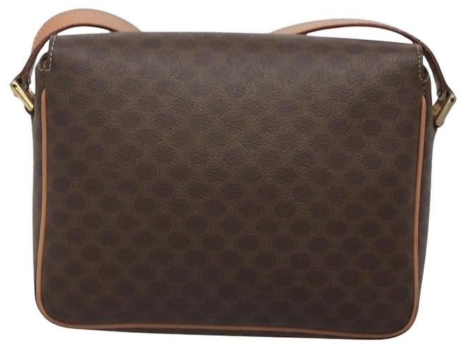 Céline Celine Vintage Macadam Circle Logo Canvas and Leather Marron - vue 2