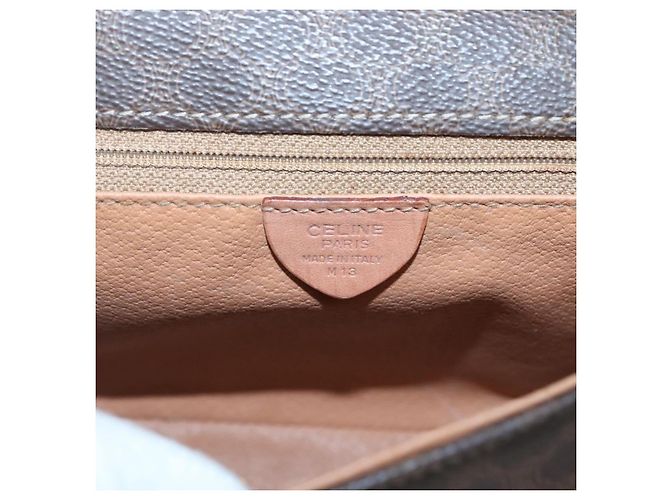 Céline Celine Vintage Macadam Circle Logo Canvas and Leather Marron - vue 6