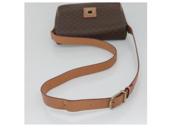 Céline Celine Vintage Macadam Circle Logo Canvas and Leather Marron - vue 7