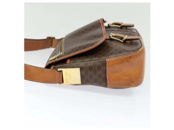 Céline Celine Vintage Macadam Canvas and Leather Marron - vue 3