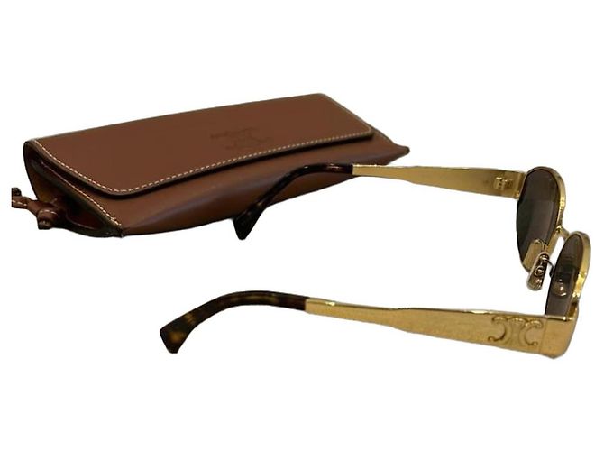 Céline Gafas de sol Celine en metal dorado - vista 2