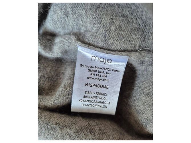 Maje Angorawolle Cardigan Weste Grau Peter Pan Kragen T38 Schwarz - Ansicht 7