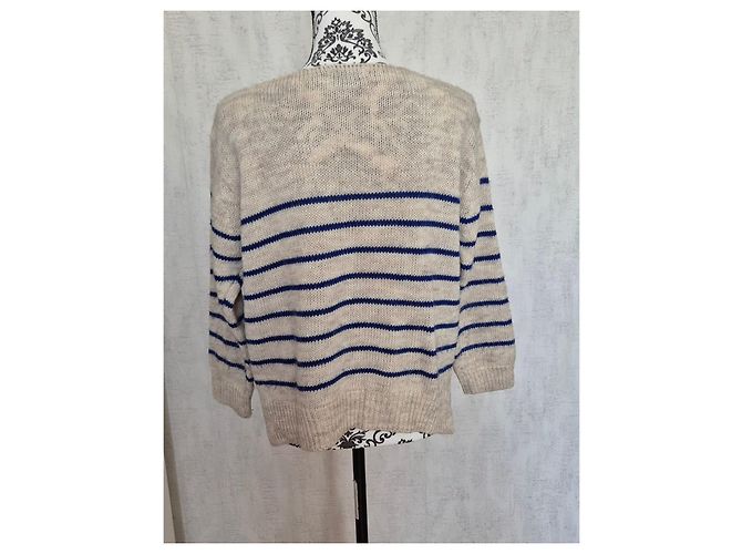 Autre Marque Nina Kendosa Gestreifter Strickpullover - Beige & Marineblau - Ansicht 3