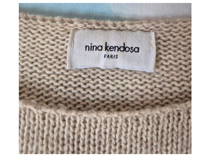 Autre Marque Nina Kendosa Gestreifter Strickpullover - Beige & Marineblau - Ansicht 4
