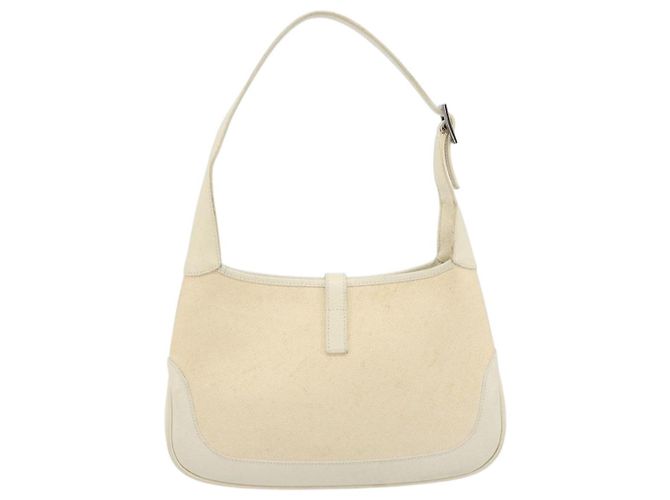 Borsa a Spalla GUCCI Jackie Canvas Ivory Gold 001 3735 Auth 183266SAV D'oro Crudo - Ansicht 3