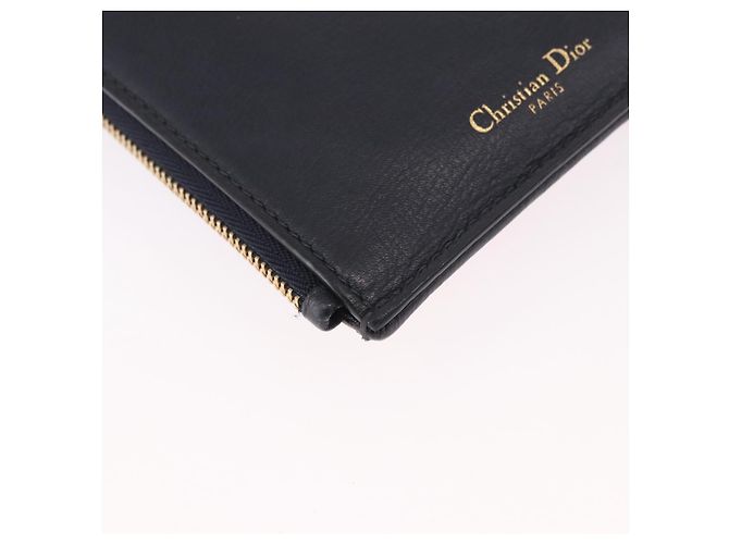 Bolsa de Ombro Christian Dior Trotter Canvas Montaigne Navy Gold Auth 182923A Dourado Azul marinho - vista 12