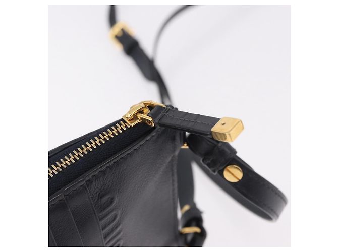 Bolsa de Ombro Christian Dior Trotter Canvas Montaigne Navy Gold Auth 182923A Dourado Azul marinho - vista 16