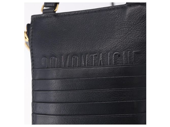 Bolsa de Ombro Christian Dior Trotter Canvas Montaigne Navy Gold Auth 182923A Dourado Azul marinho - vista 17