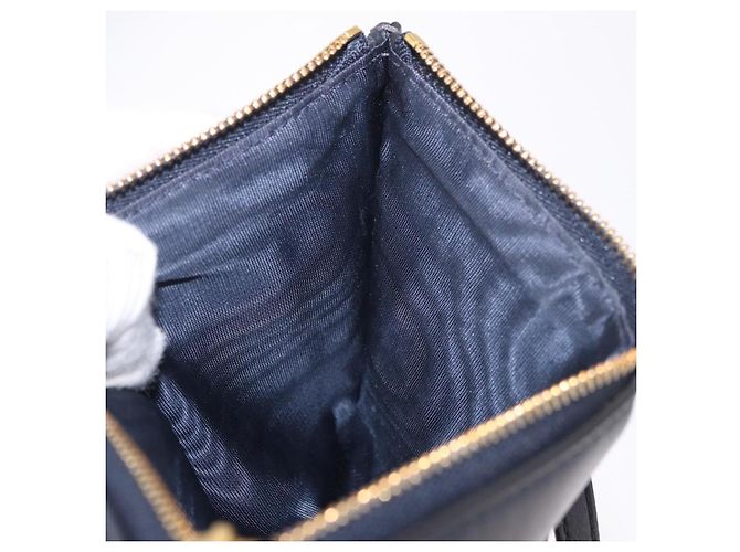 Bolsa de Ombro Christian Dior Trotter Canvas Montaigne Navy Gold Auth 182923A Dourado Azul marinho - vista 19