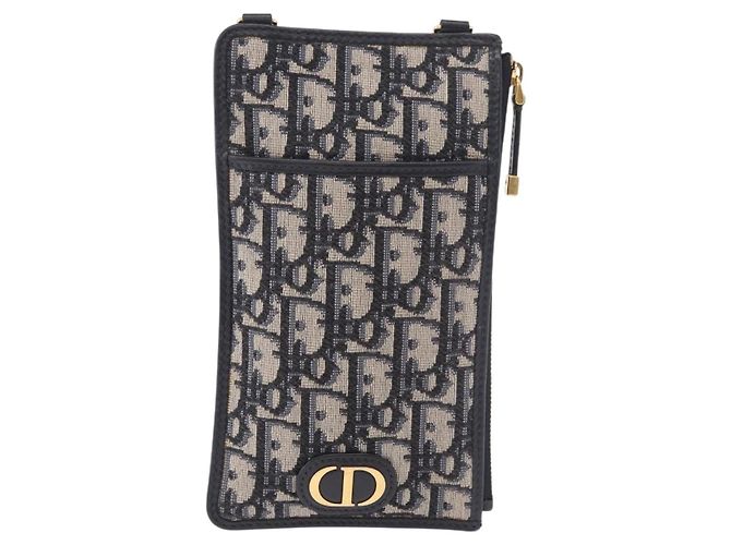 Bolsa de Ombro Christian Dior Trotter Canvas Montaigne Navy Gold Auth 182923A Dourado Azul marinho - vista 2