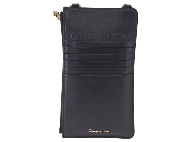 Bolsa de Ombro Christian Dior Trotter Canvas Montaigne Navy Gold Auth 182923A Dourado Azul marinho - vista 3