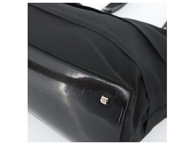 Borsa Salvatore Ferragamo Vala in tela nero argento Auth ka4576 - vista 10