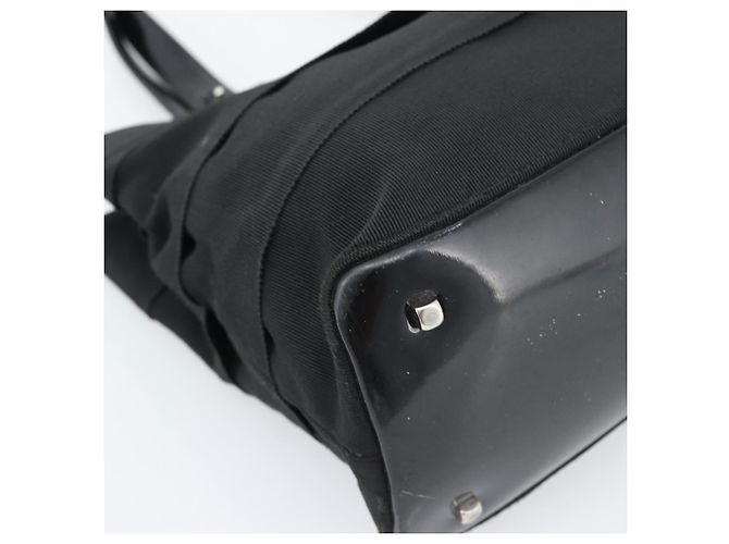 Borsa Salvatore Ferragamo Vala in tela nero argento Auth ka4576 - vista 11