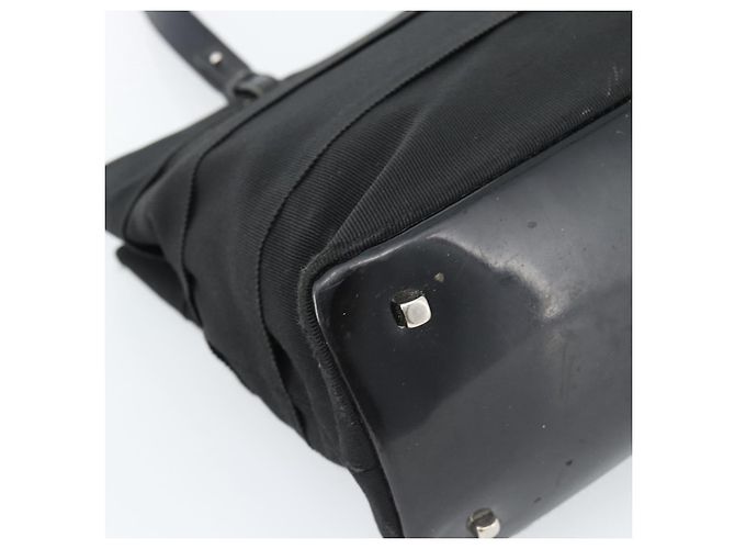 Borsa Salvatore Ferragamo Vala in tela nero argento Auth ka4576 - vista 13