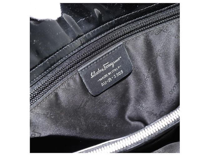 Borsa Salvatore Ferragamo Vala in tela nero argento Auth ka4576 - vista 14