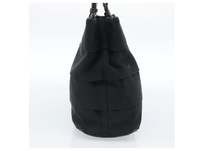 Borsa Salvatore Ferragamo Vala in tela nero argento Auth ka4576 - vista 4