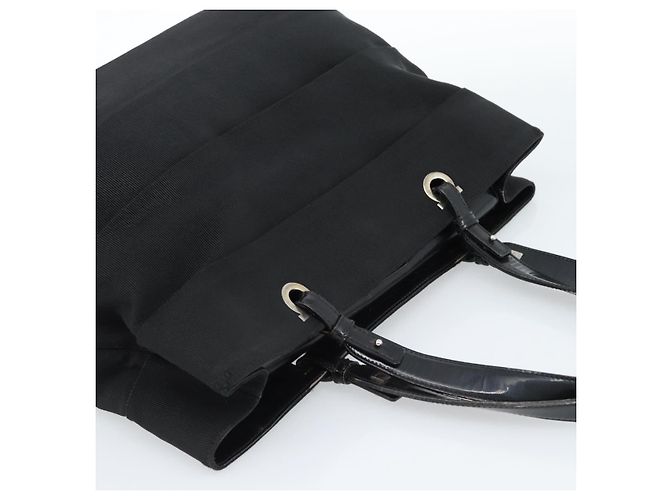 Borsa Salvatore Ferragamo Vala in tela nero argento Auth ka4576 - vista 6