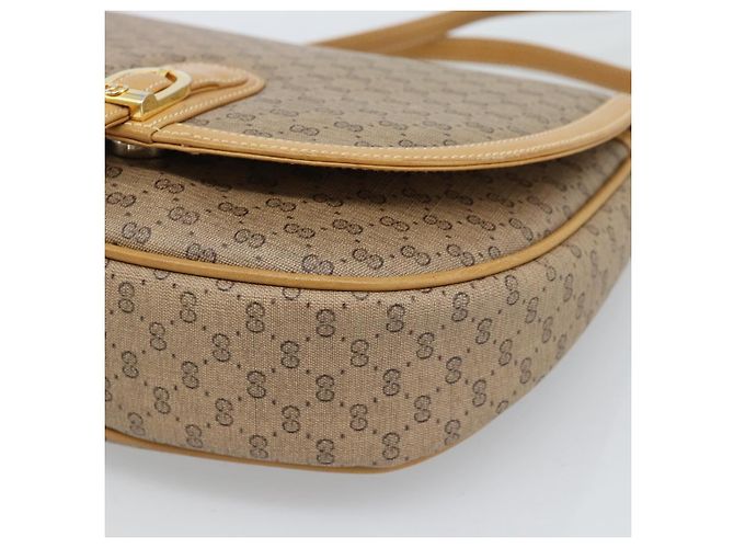 Borsa a Spalla GUCCI Micro GG Supreme PVC Beige Oro Auth 184524 D'oro - vista 10