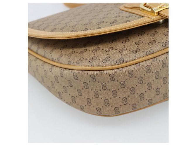 Borsa a Spalla GUCCI Micro GG Supreme PVC Beige Oro Auth 184524 D'oro - vista 11