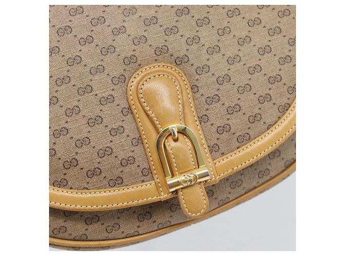 Borsa a Spalla GUCCI Micro GG Supreme PVC Beige Oro Auth 184524 D'oro - vista 14