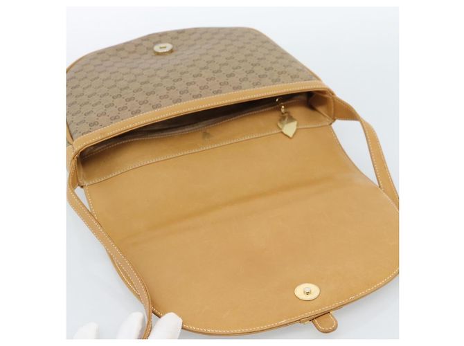 Borsa a Spalla GUCCI Micro GG Supreme PVC Beige Oro Auth 184524 D'oro - vista 15