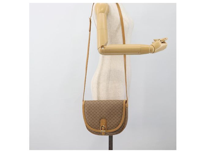 Borsa a Spalla GUCCI Micro GG Supreme PVC Beige Oro Auth 184524 D'oro - vista 23
