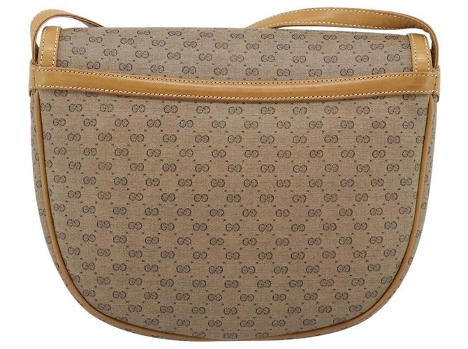 Borsa a Spalla GUCCI Micro GG Supreme PVC Beige Oro Auth 184524 D'oro - vista 3