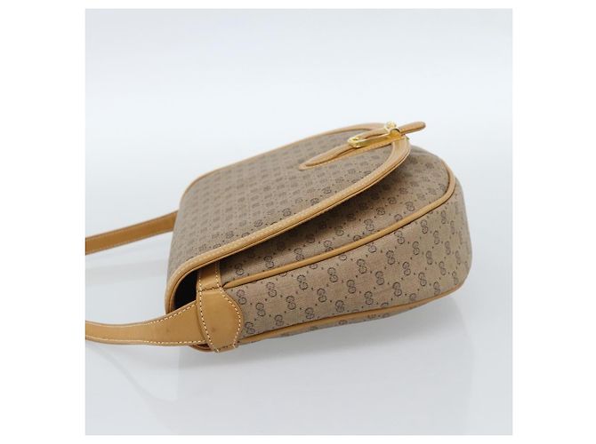 Borsa a Spalla GUCCI Micro GG Supreme PVC Beige Oro Auth 184524 D'oro - vista 4