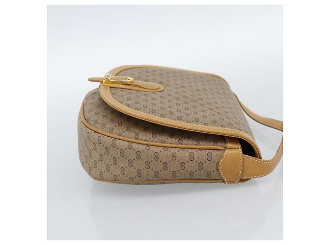 Borsa a Spalla GUCCI Micro GG Supreme PVC Beige Oro Auth 184524 D'oro - vista 5