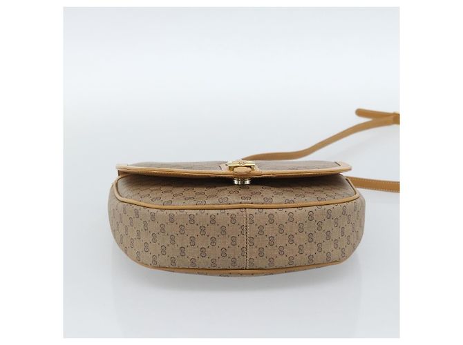 Borsa a Spalla GUCCI Micro GG Supreme PVC Beige Oro Auth 184524 D'oro - vista 9