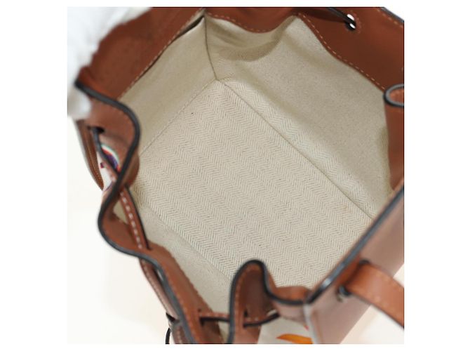 LOEWE Anagram Mini Hammock Drawstring Bag Leather 2way Brown Auth 181940SM Marrone - vista 10