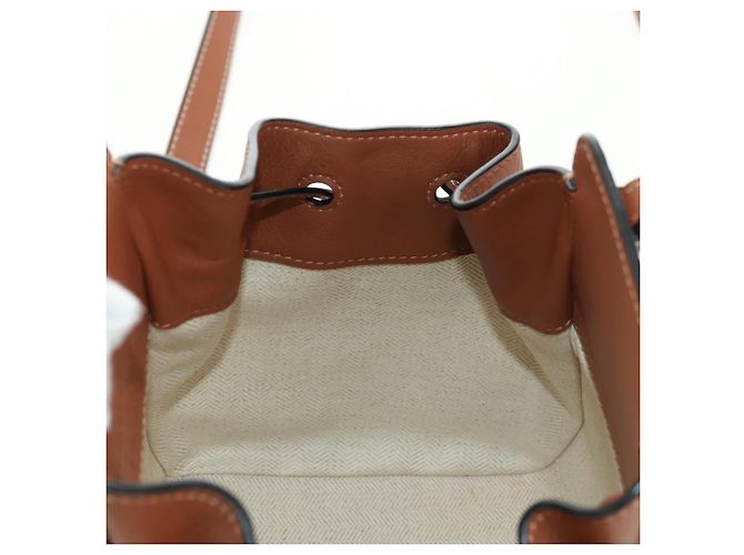 LOEWE Anagram Mini Hammock Drawstring Bag Leather 2way Brown Auth 181940SM Marrone - vista 22